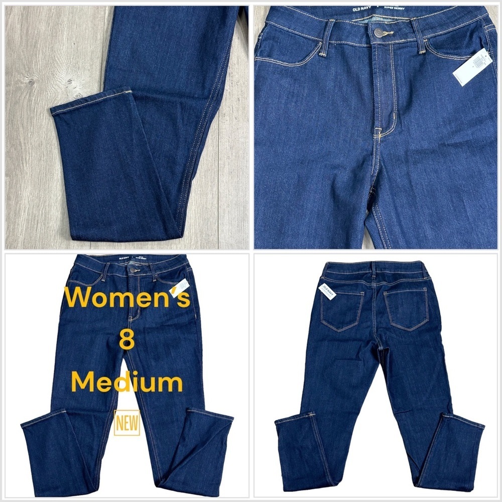 🆕 Women’s Old Navy 8 Medium Jeans High Rise Denim Blue Super Skinny Stretch NWT